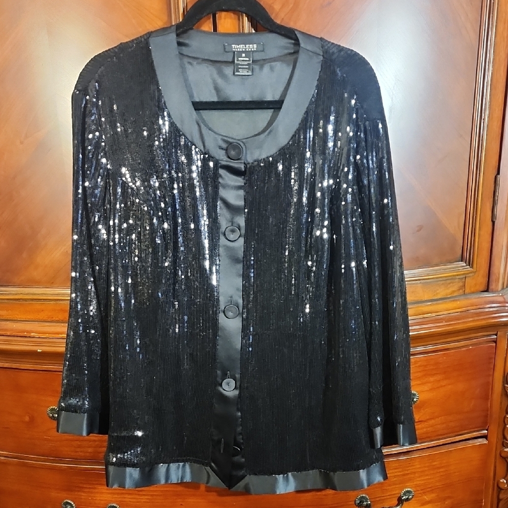 Timeless Naeem Khan Black Sequin Blazer